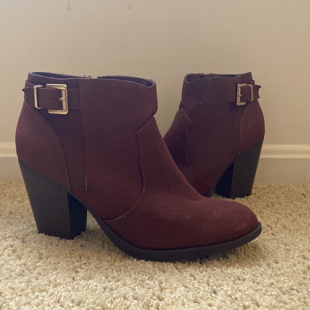 Maroon ankle boots